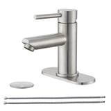 Brushed Nickel Bathroom Sink Faucets Single Hole Single Handle Stainless Steel Bathroom Faucet RV Faucet Deck Mount 1 Hole or 3 Holes with Pop-up Drains