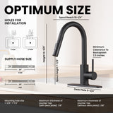 KPW Kitchen Faucets, Matte Black Kitchen Faucet with Pull Down Sprayer, High Arc Single Handle Stainless Steel Sink Faucets 1 or 3 Hole, Kitchen Sink Faucets for Farmhouse Campervan Laundry RV
