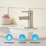 Brushed Nickel Bathroom Sink Faucets Single Hole Single Handle Stainless Steel Bathroom Faucet RV Faucet Deck Mount 1 Hole or 3 Holes with Pop-up Drains