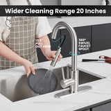 KPW Kitchen Sink Faucet with Sprayer Brushed Nickel Pull Down Kitchen Faucet High Arc Single Handle Stainless Steel 1 or 3 Hole, Kitchen Sink Faucets for Farmhouse Campervan Laundry RV