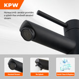 KPW Bathroom Faucets Stainless Steel Single Handle Matte Black Faucet Deck Mount 1 or 3 Hole with Deck and Pop-up Drain Water Supply Hoses