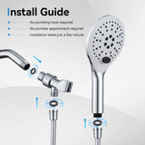 KPW Handheld Shower Head with 59" Hose Chrome Detachable Shower Head Adjustable Bracket High Pressure Handheld Shower Head RV Shower Head