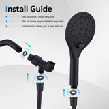KPW Handheld Shower Head with 59" Hose Matte Black Detachable Shower Head Adjustable Bracket High Pressure Handheld Shower Head RV Shower Head