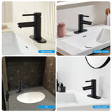 KPW Bathroom Faucets Stainless Steel Single Handle Matte Black Faucet Deck Mount 1 or 3 Hole with Deck and Pop-up Drain Water Supply Hoses