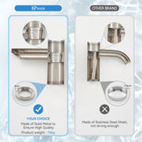 KPW Bathroom Faucets Stainless Steel Single Handle Matte Black Faucet Deck Mount 1 or 3 Hole with Deck and Pop-up Drain Water Supply Hoses