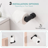 KPW Toilet Paper Holder, Wall Mounted Toilet Roll Holder for Bathroom, Washroom and RV, Matte Black Paper Towel Holder 2 Pack