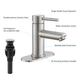 Brushed Nickel Bathroom Sink Faucets Single Hole Single Handle Stainless Steel Bathroom Faucet RV Faucet Deck Mount 1 Hole or 3 Holes with Pop-up Drains